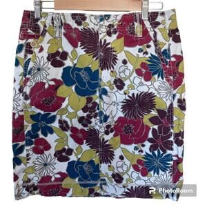 Eddie Bauer Vintage Y2K Floral Denim Skirt Size 8